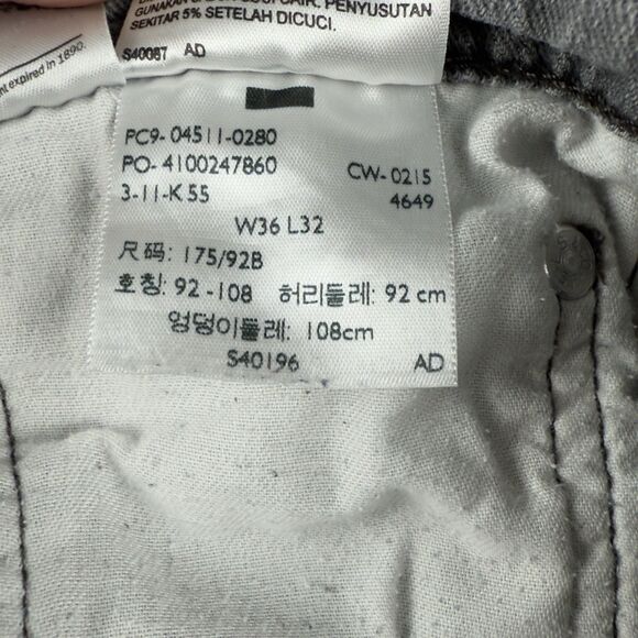 Levi's 511 Jeans Slim Skinny Straight Mens Gray Med Wash Low Rise Size 36x32 - Picture 15 of 16